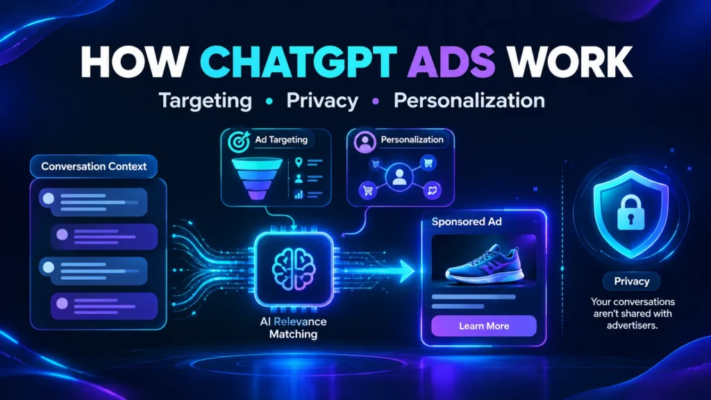 How ChatGPT ads work showing ad targeting privacy and personalization